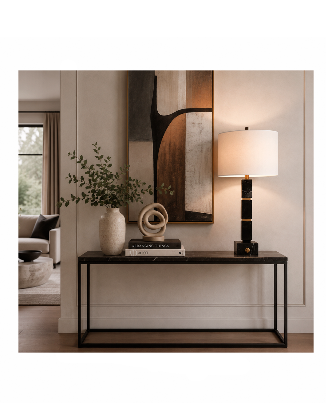 STACKED MARBLE CUBES LAMP BASE SWITCH BLACK