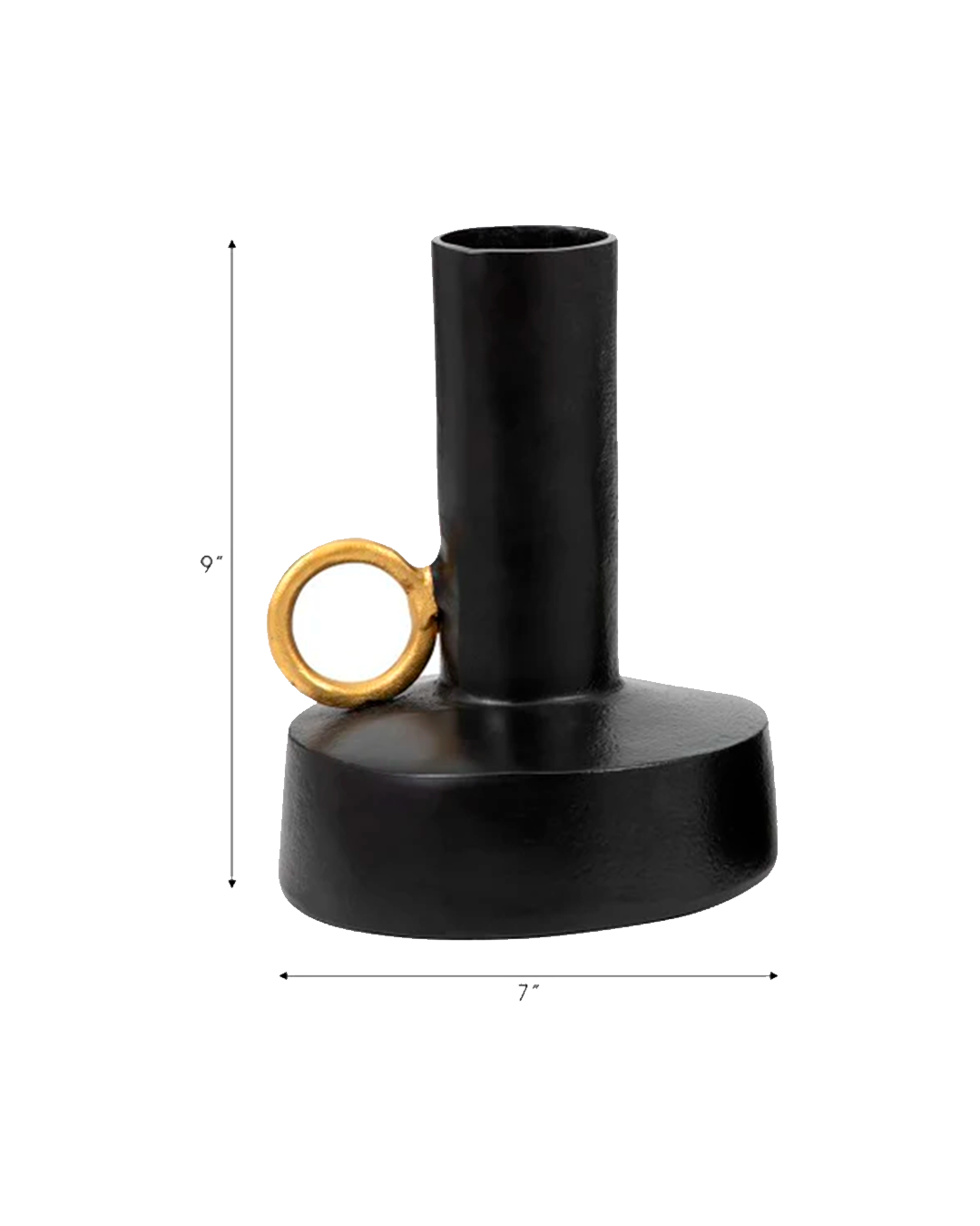METAL VASE WITH HANDLE BLACK