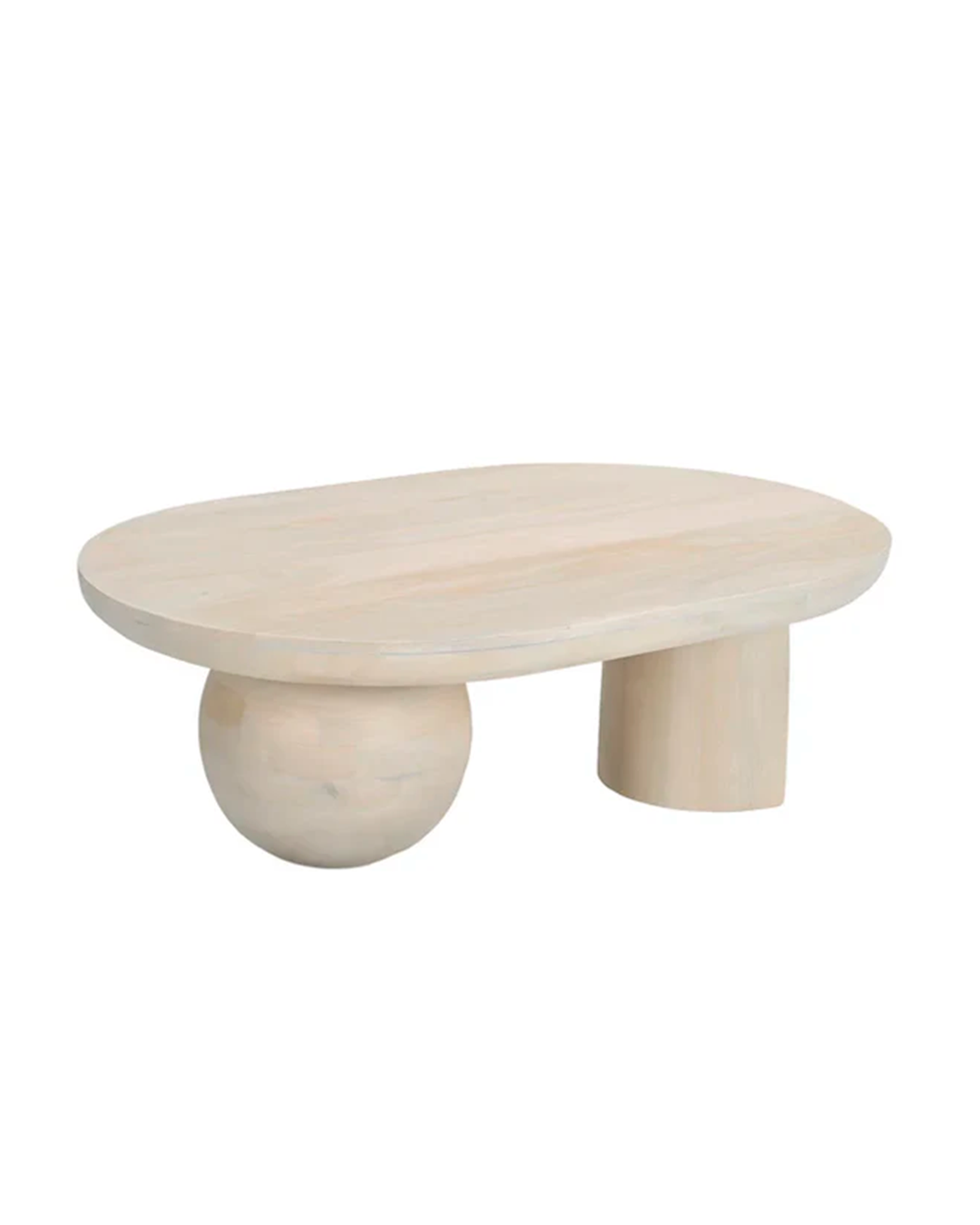 WOOD 42'' ORB COFFEE TABLE, ANTIQUE WHITE