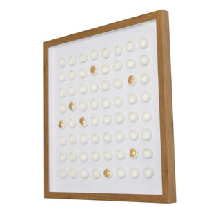 WHITE PAPER MACHE GEOMETRIC HANDMADE 3D MOLDED ART SHADOW BOX WITH GOLD ACCENTS AND WOODEN FRAME/ -30%