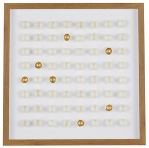 WHITE PAPER MACHE GEOMETRIC HANDMADE 3D MOLDED ART SHADOW BOX WITH GOLD ACCENTS AND WOODEN FRAME/ -30%