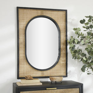 RATTAN WD WALL MIRROR 30''W, 42''H