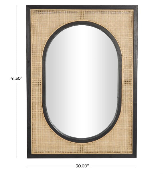 RATTAN WD WALL MIRROR 30''W, 42''H