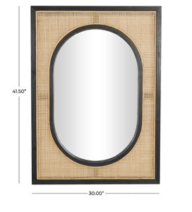 RATTAN WD WALL MIRROR 30''W, 42''H