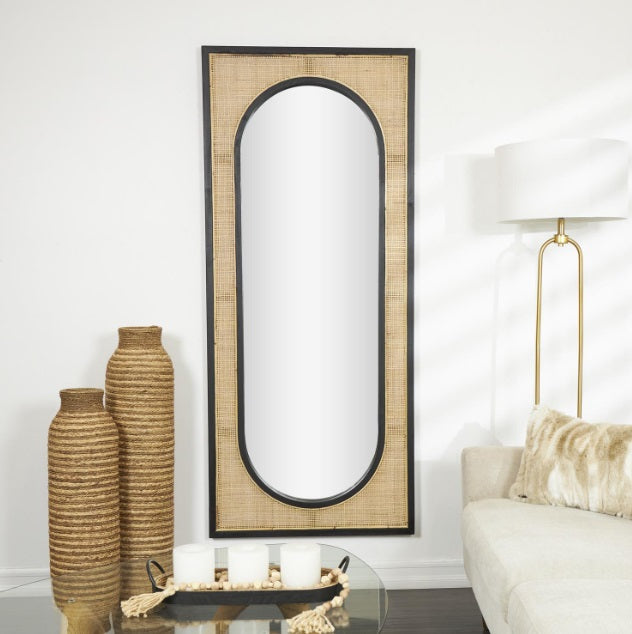 RATTAN WD WALL MIRROR 30''W, 70''H