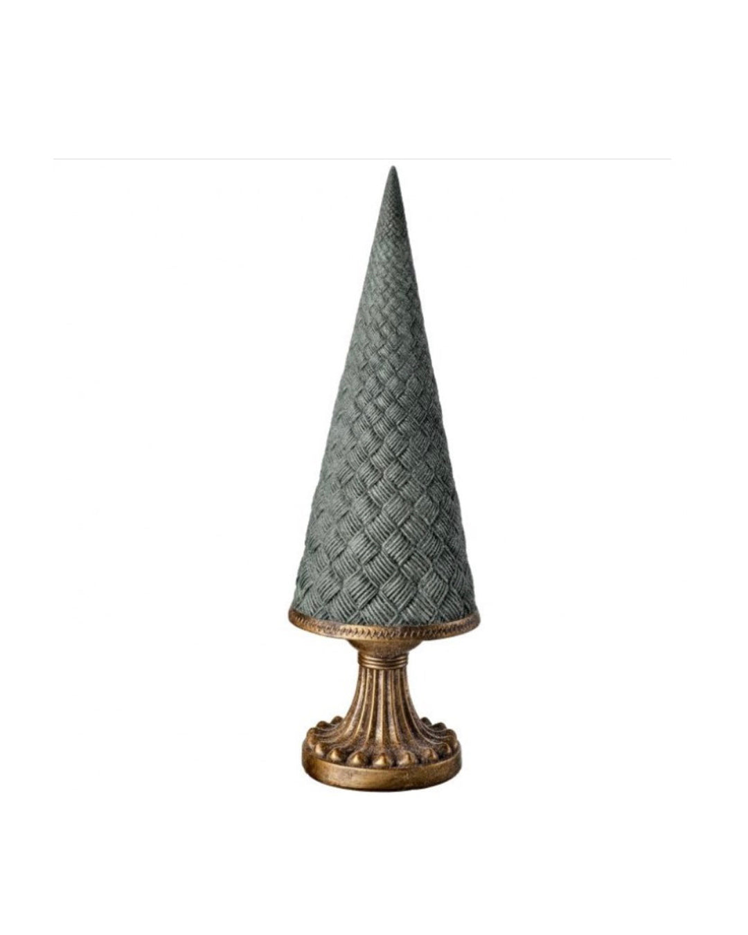 13" RESIN WOVEN CONE TREE ON PEDESTAL