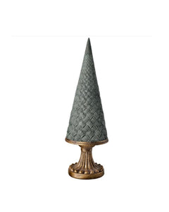 13" RESIN WOVEN CONE TREE ON PEDESTAL