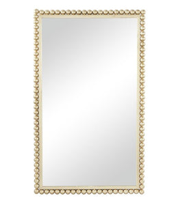 COSMOLIVING BY COSMOPOLITAN GOLD METAL WALL MIRROR WITH BEADED DETAILING