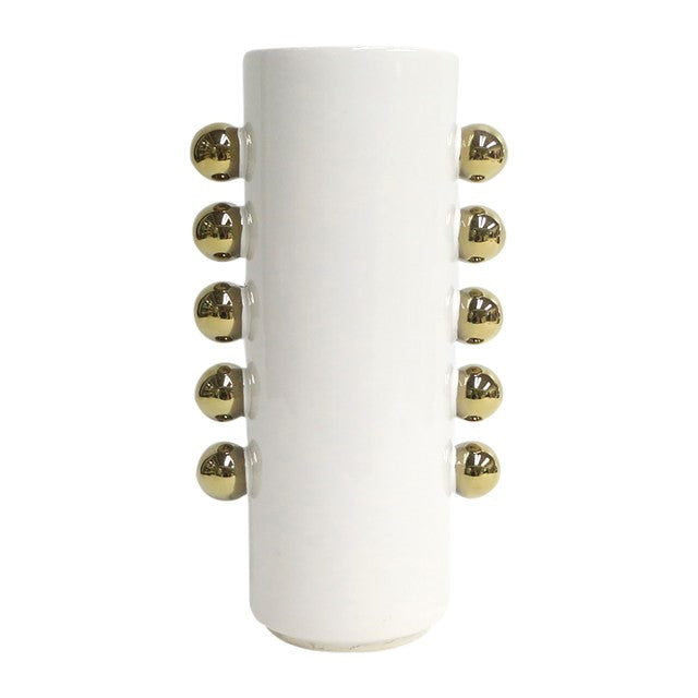 CER VASE SIDE KNOBS WHITE GOLD
