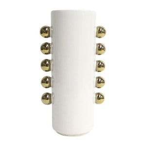 CER VASE SIDE KNOBS WHITE GOLD