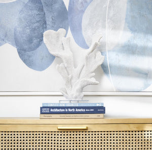 WHITE POLYSTONE CORAL TALL TEXTURED SCULPTURE WITH CLEAR ACRYLIC BASE