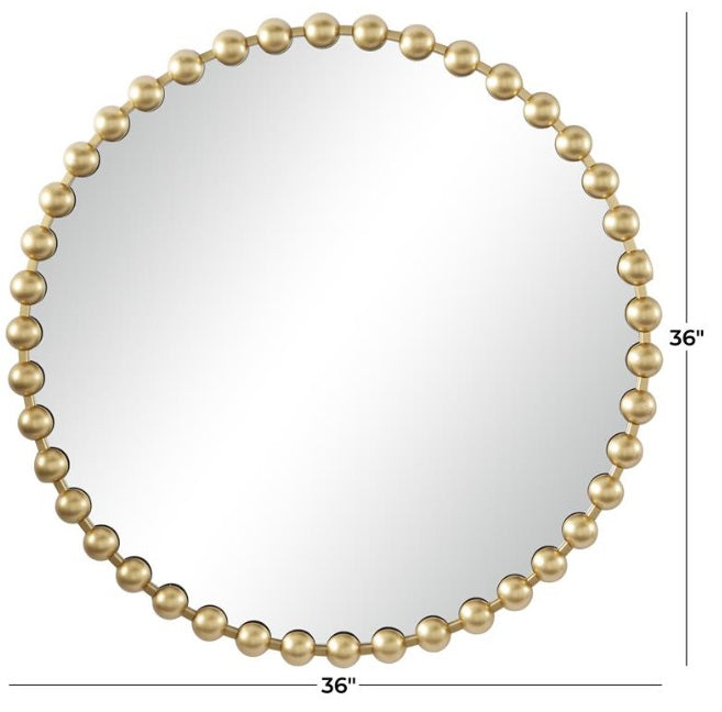 COSMOLIVING BY COSMOPOLITAN GOLD METAL WALL MIRROR WITH BEADED DETAILING
