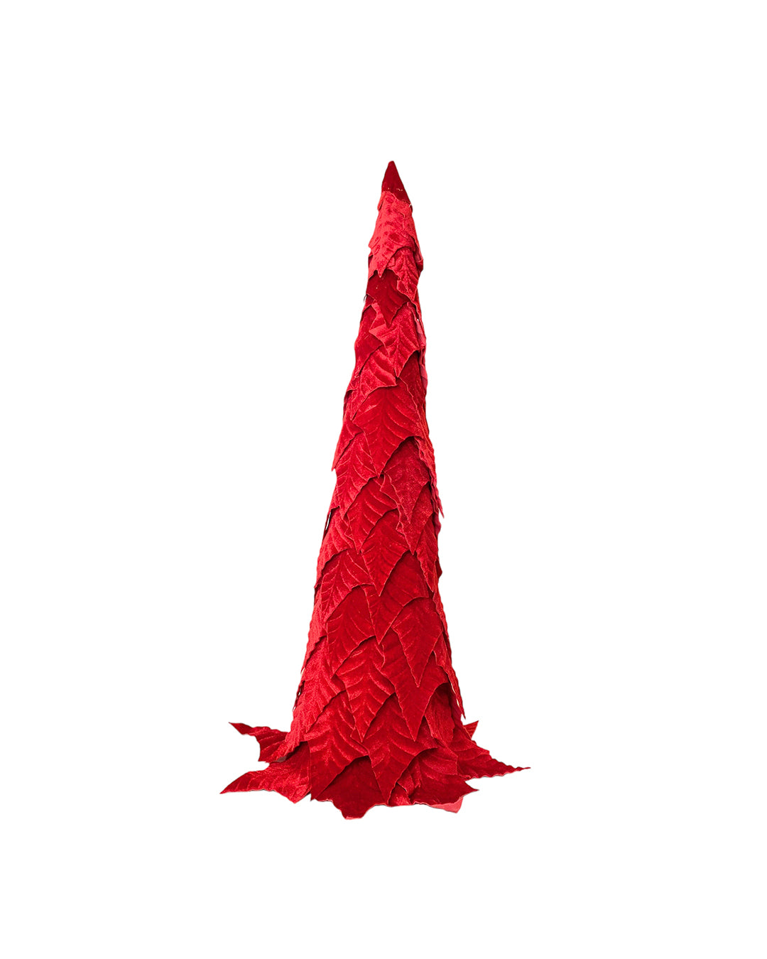 27" VELVET POINSETTIA LEAF CONE TREE