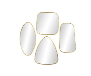 COSMOLIVING BY COSMOPOLITAN GOLD WOOD WALL MIRROR WITH VARYING SHAPES, SET OF 4 20", 16", 21", 24"H
