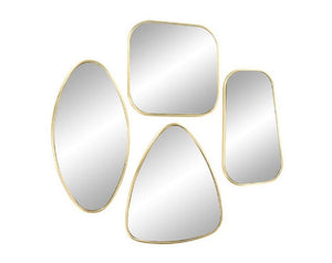 COSMOLIVING BY COSMOPOLITAN GOLD WOOD WALL MIRROR WITH VARYING SHAPES