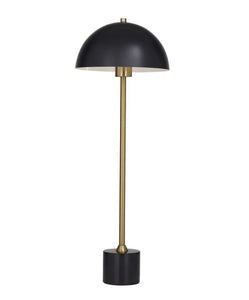 BLACK METAL UMBRELLA STYLE DESK LAMP WITH MARBLE BASE, 10" X 10" X 28"