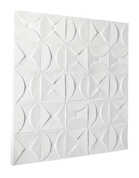 COSMOPOLITAN WHITE WOOD GEOMETRIC INTRICATELY CARVED WALL DECOR, 40" X 2" X 40"