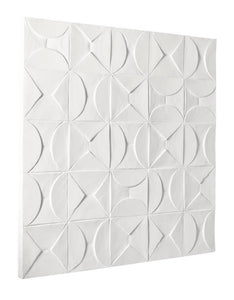 COSMOPOLITAN WHITE WOOD GEOMETRIC INTRICATELY CARVED WALL DECOR, 40" X 2" X 40"