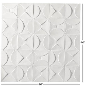 COSMOPOLITAN WHITE WOOD GEOMETRIC INTRICATELY CARVED WALL DECOR, 40" X 2" X 40"