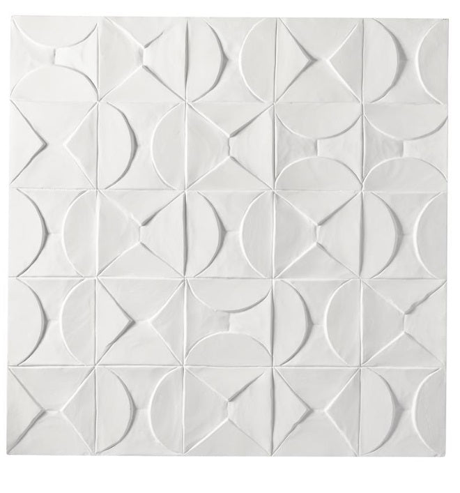 COSMOPOLITAN WHITE WOOD GEOMETRIC INTRICATELY CARVED WALL DECOR, 40" X 2" X 40"