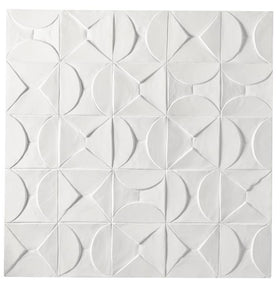 COSMOPOLITAN WHITE WOOD GEOMETRIC INTRICATELY CARVED WALL DECOR, 40" X 2" X 40"