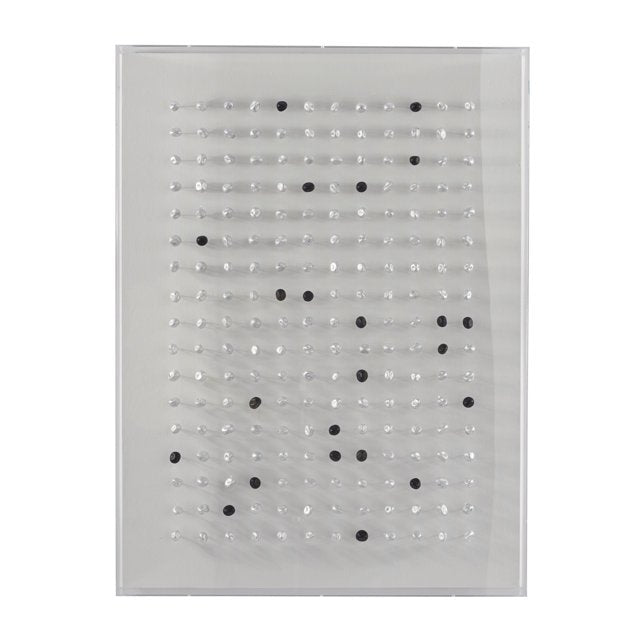 White Acrylic 3D Silver and Black Dots Design Shadow Box, 30"W x 40"H
