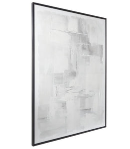 GRAY CANVAS ABSTRACT FRAMED WALL ART WITH BLACK FRAME, 47" X 2" X 65"