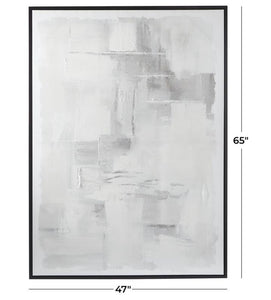 GRAY CANVAS ABSTRACT FRAMED WALL ART WITH BLACK FRAME, 47" X 2" X 65"