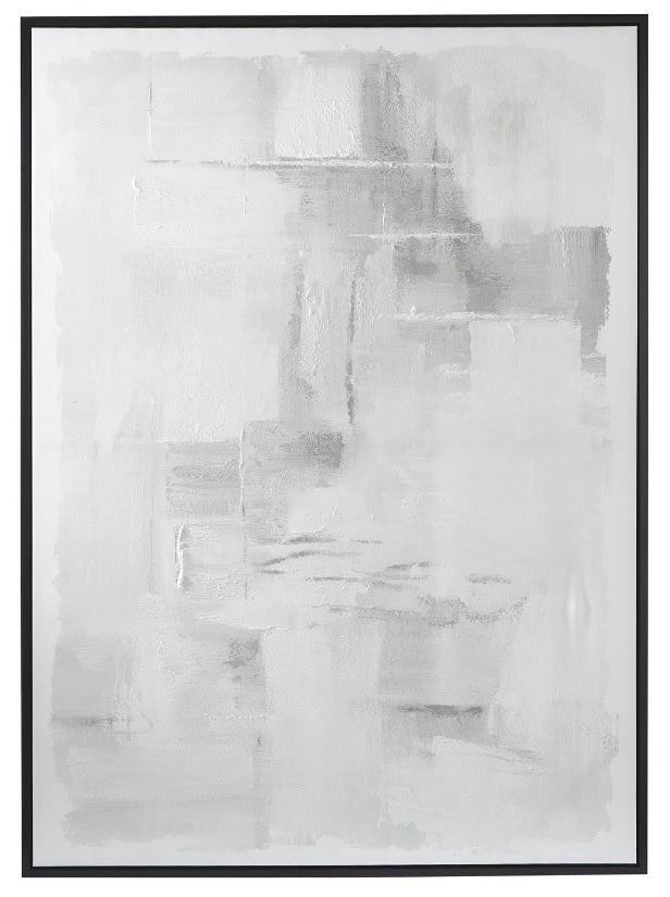 GRAY CANVAS ABSTRACT FRAMED WALL ART WITH BLACK FRAME, 47" X 2" X 65"