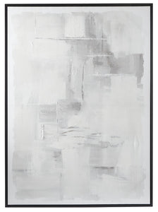 GRAY CANVAS ABSTRACT FRAMED WALL ART WITH BLACK FRAME, 47" X 2" X 65"