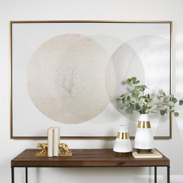 CREAM CANVAS ABSTRACT FRAMED WALL ART, 47" X 2" X 65"