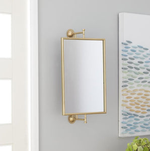 GOLD WOOD DIMENSIONAL WALL MIRROR, 14" X 7" X 28"