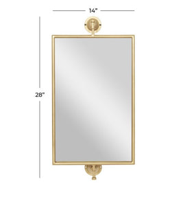 GOLD WOOD DIMENSIONAL WALL MIRROR, 14" X 7" X 28"