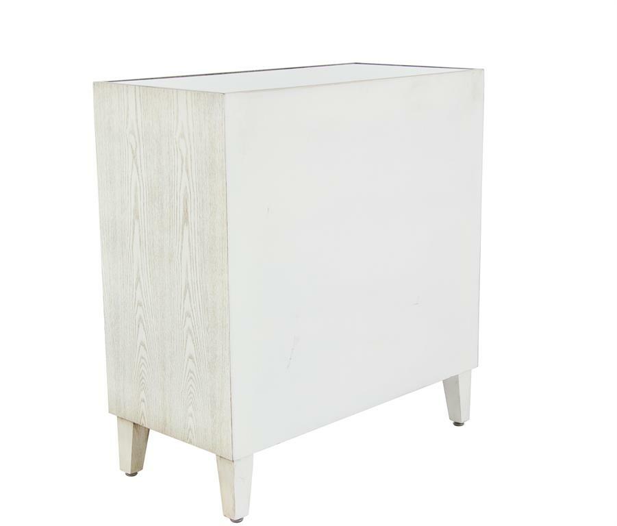 Modern Rectangular White Wood and Glass Geometric Cabinet