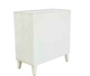 Modern Rectangular White Wood and Glass Geometric Cabinet