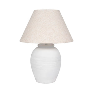 ARTISAN JUG TABLE LAMP TAPERED SHADE, WHITE / BEIGE 27''