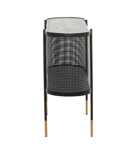 BLACK METAL MESH SIDE PANEL 1 SHELF CONSOLE TABLE WITH OPEN CENTER STORAGE, 47" X 15" X 32"