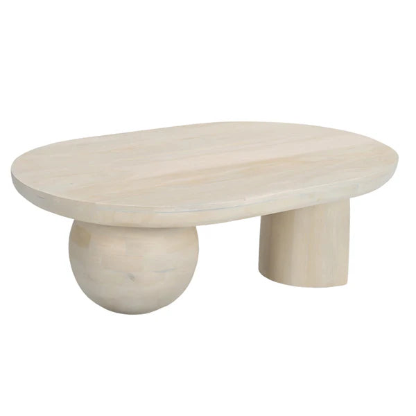WOOD 42'' ORB COFFEE TABLE, ANTIQUE WHITE / -25%