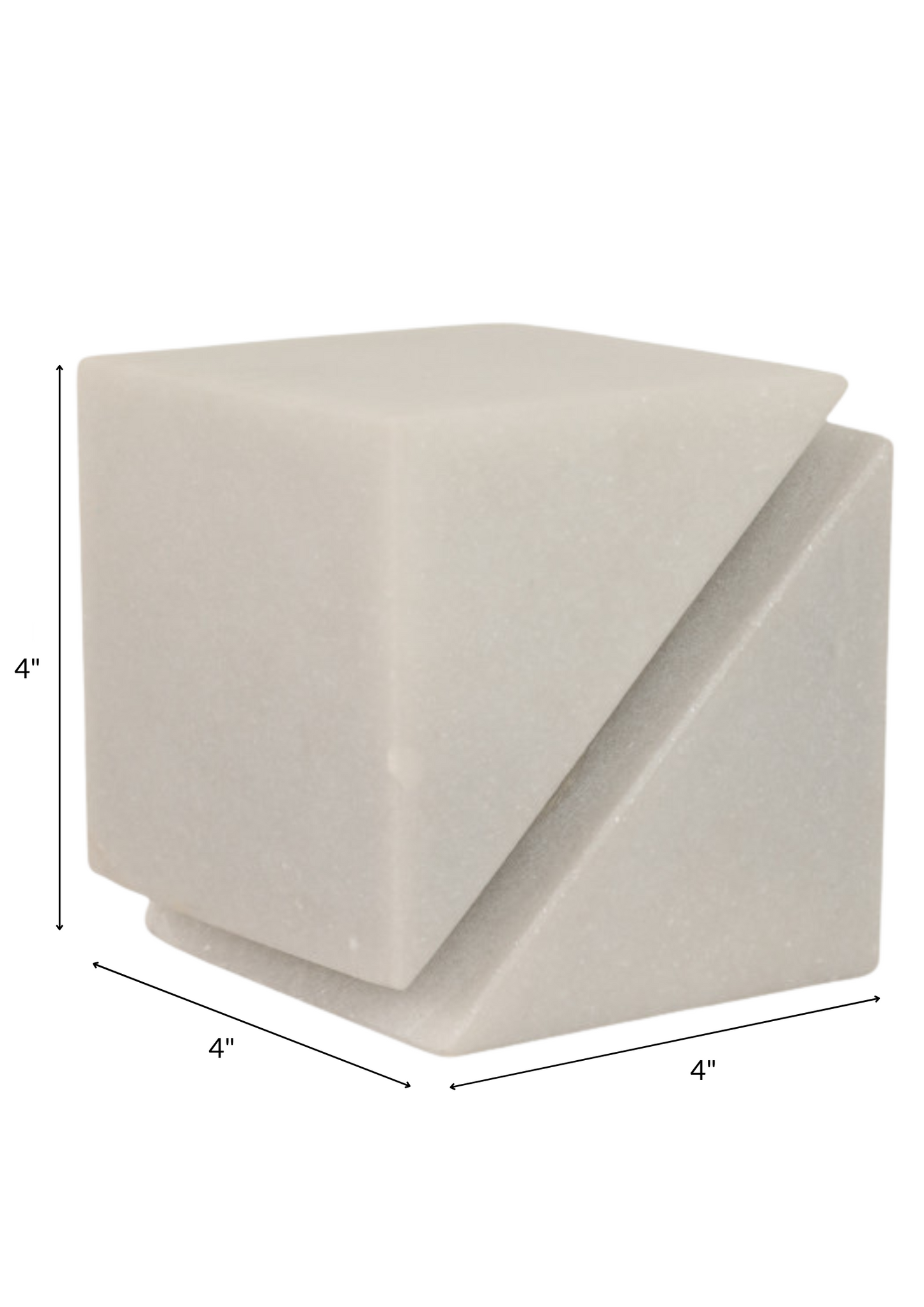 4" CUT MARBLE CUBE WHITE