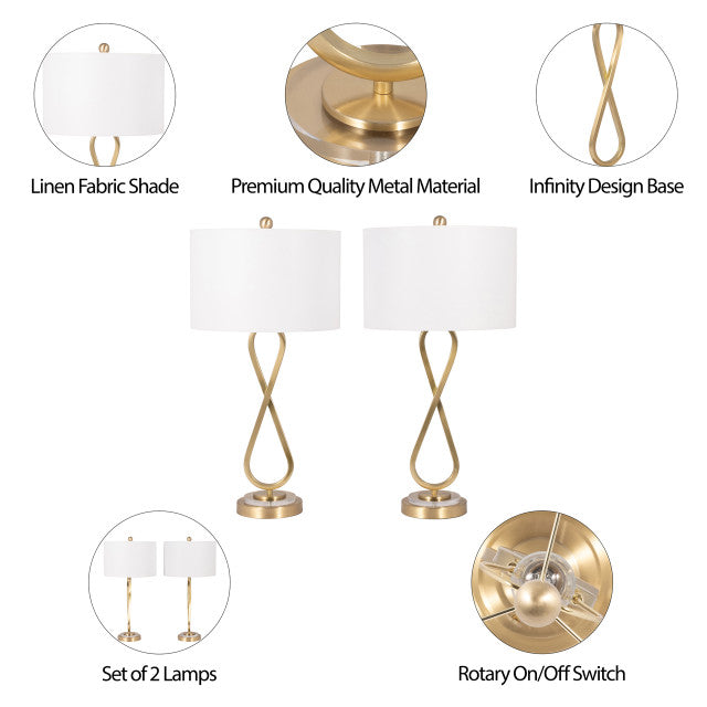 METAL INFINITY TABLE LAMP, GOLD / -25%