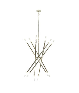 SILVER METAL 12 LIGHT CHANDELIER WITH SUSPENSION ROD, 45" X 45" X 74"