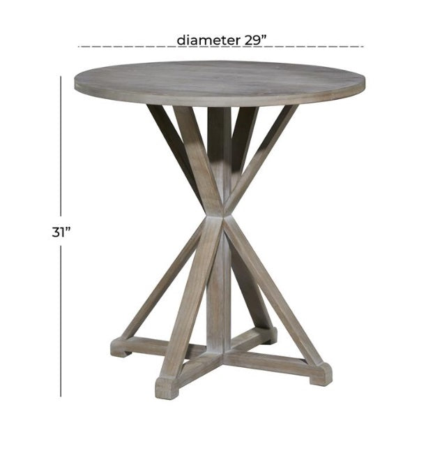 BROWN WOOD ACCENT TABLE, 29" X 29" X 31"