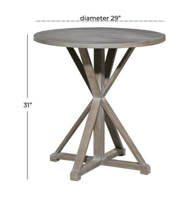 BROWN WOOD ACCENT TABLE, 29" X 29" X 31"