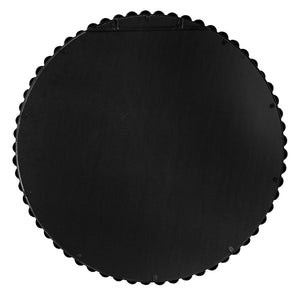 BLACK CIRCULAR MIRROR WITH BEADED METAL FRAME