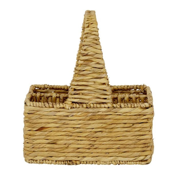 BROWN WATER HYACINTH COASTAL STORAGE BASKET, 15" X 13" X 9"