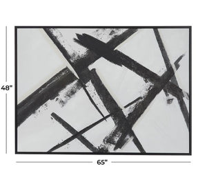 BLACK CANVAS ABSTRACT FRAMED WALL ART WITH BLACK FRAME, 65" X 2" X 48"