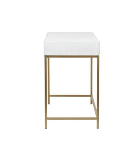 WHITE WOOD 2 DRAWERS CONSOLE TABLE WITH GOLD METAL FRAME, 46" X 20" X 31"