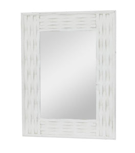 WHITE WOOD WALL MIRROR, 32" X 2" X 41"