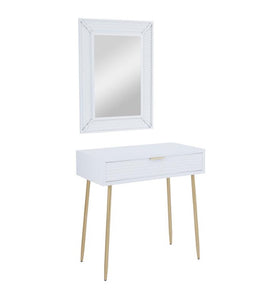 WOOD SINGLE DRAWER CONSOLE TABLE WITH MIRROR, SET OF 2 31", 31"H