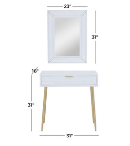 WOOD SINGLE DRAWER CONSOLE TABLE WITH MIRROR, SET OF 2 31", 31"H